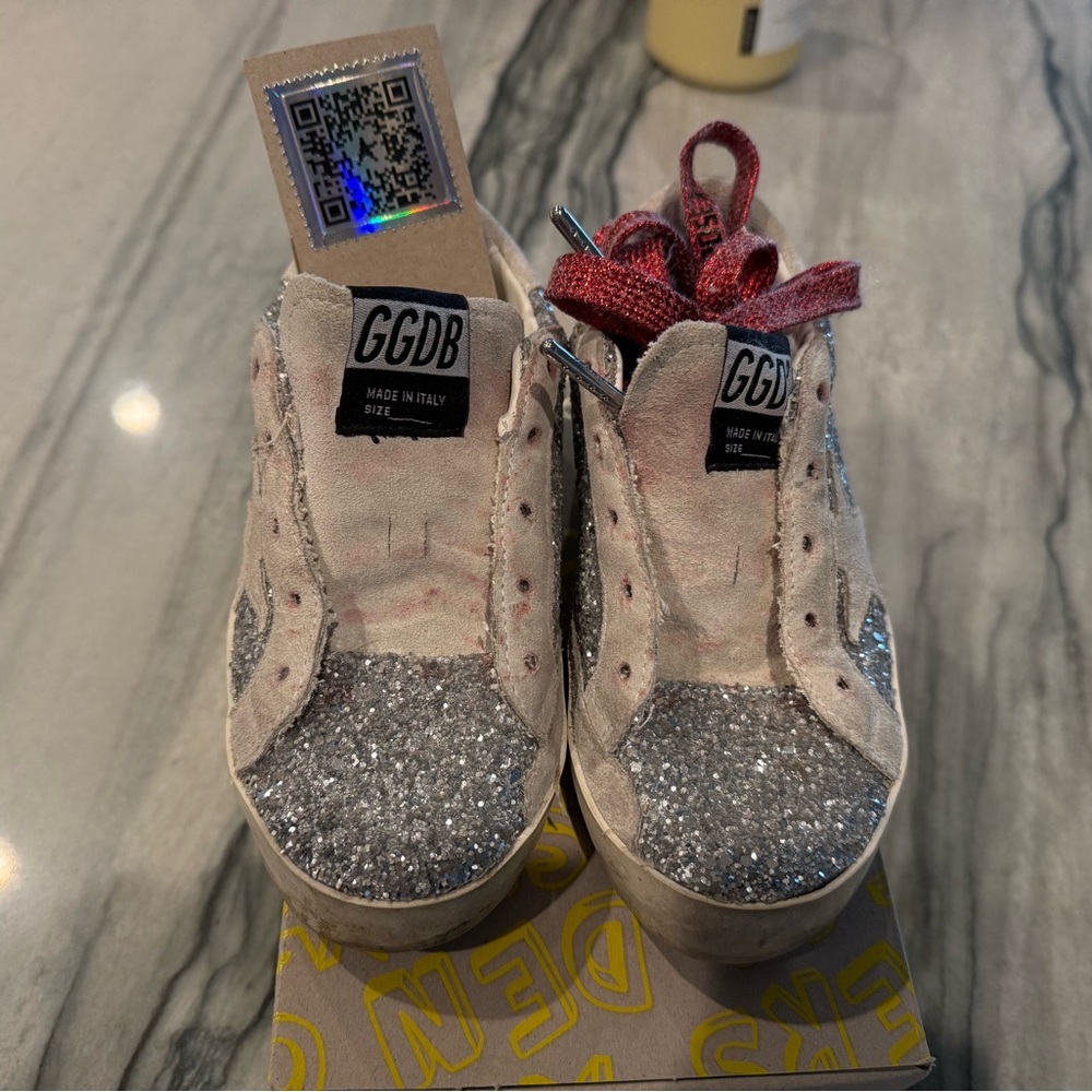 Golden Goose Kids Glitter Sneakers - Silver and Suede